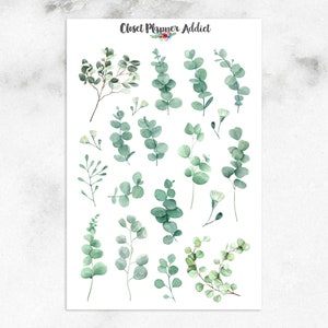 Aquarel eucalyptus bladeren planner stickers | Eucalyptusstickers | Aquarelstickers | Bladerenstickers | Plantstickers (S-508)