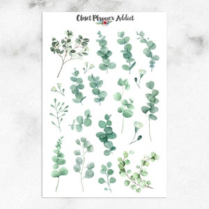 Watercolour Eucalyptus Leaves Planner Stickers | Eucalyptus Stickers | Watercolour Stickers | Leaves Stickers | Plant Stickers (S-508)