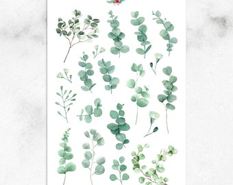 Watercolour Eucalyptus Leaves Planner Stickers | Eucalyptus Stickers | Watercolour Stickers | Leaves Stickers | Plant Stickers (S-508)