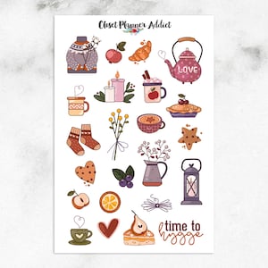 Adesivos de planejador de clima de suéter aconchegante | Adesivos Hygge | Adesivos aconchegantes | Adesivos de comida (MGB-JUNE21)