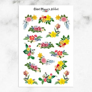 Pegatinas para planificador con diseño de flores vintage / Pegatinas florales (S-550)