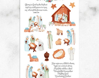 Pesebre Navideño Pegatinas Planificador / Navidad 2021 / Pegatinas Navideñas / Belén / Pegatinas Cristianas (S-602)