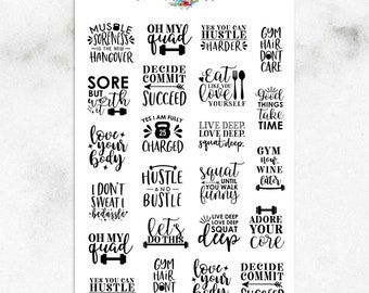 Workout Quotes Planner Stickers | Exercise Quotes Stickers | Fitness Quotes Stickers (S-415)