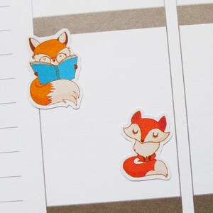 Cute Foxes Planner Stickers Fox Stickers Animals Stickers Cute Fox Stickers Reading Stickers Funny Fox Stickers S-206 image 3