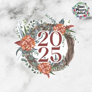 Pegatina troquelada 2025 con motivos florales rojos (DC-053)