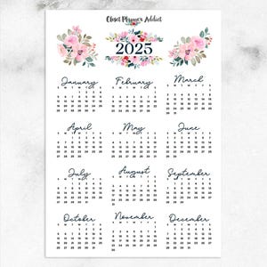 Pegatinas para planificador de calendario 2025 / Flores rosas y rojas / Pegatinas 2025 / Calendario 2025 / Pegatinas para calendario anual (FP-048)