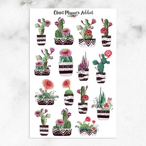 Plannerstickers cactussen en succulenten | Cactusstickers | Sappige stickers | Stickers aquarel cactussen (S-417)