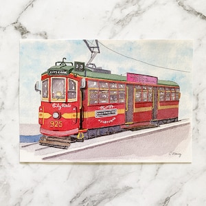 Cartão postal Melbourne Tram City Circle | Cartão postal australiano | Cartão postal desenhado à mão | Cartão postal de Melbourne | Postcrossing (PC-033)