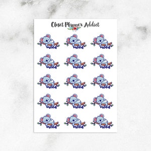 Adesivos de planejador de humor de coala dormindo | Adesivos de urso de coala | Adesivos fofos de coala | Adesivos de humor (S-621)