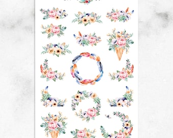 Floral Bouquets Planner Stickers | Watercolour Stickers | Floral Stickers | Watercolour Flowers | Floral Wreath Stickers (S-328)