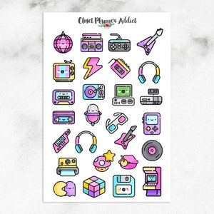Rocking to the 80s plannerstickers | Jaren 80-stickers | Kawaiistickers | Retrostickers | Stickers uit de jaren 80 (MGB-JULI21)