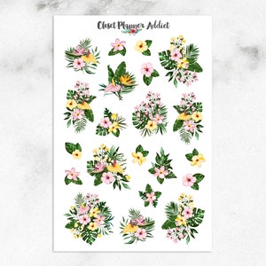 Pegatinas para planificador con diseño de flores de frangipani en acuarela / Pegatinas florales / Pegatinas de frangipani / Flores de acuarela / Pegatinas tropicales (S-663)