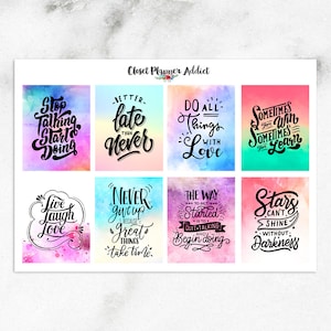 Stickers pour agenda Citations motivantes | Stickers citations inspirantes | Citations de journal | Stickers boîte pleine | Stickers pour carnets (MS-031)