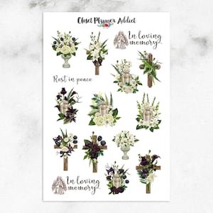Stickers pour agenda In Loving Memory | Stickers de deuil | Stickers anges | Repose en paix (S-566)