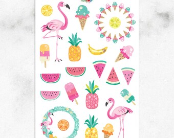 Summer Loving Planner Stickers | Mystery Grab Bag November 2016 | Tropical Stickers | Flamingo Stickers (MGB-NOV16)
