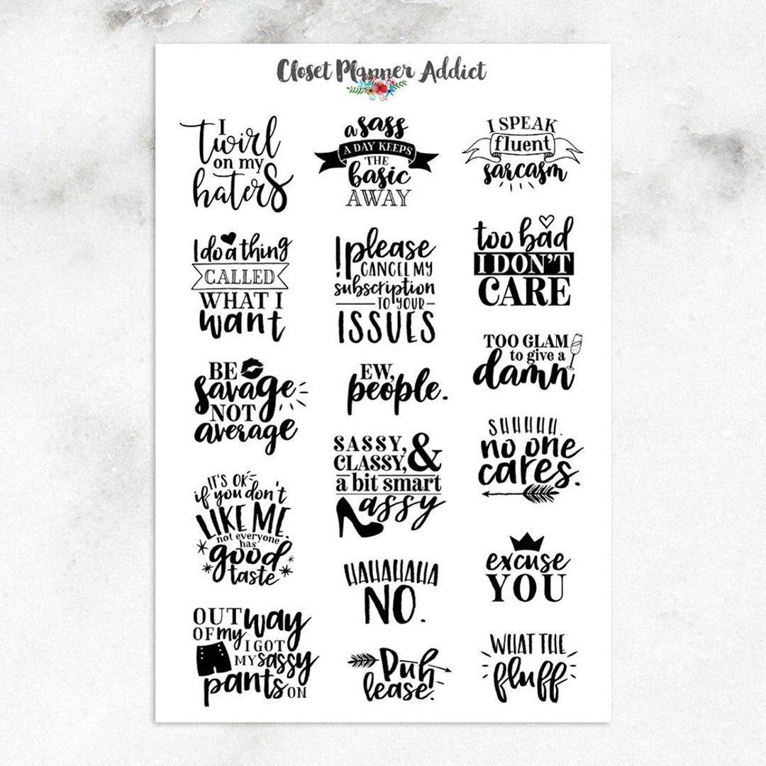 Sassy Quotes Planner Stickers Quote Stickers Sassy Stickers Sarcastic