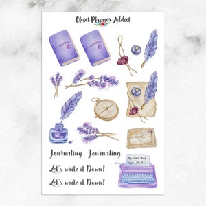 Lavendel Reise Journaling Planer Aufkleber | Reisetagebuch Aufkleber | Lavendel Aufkleber | Lila Aufkleber | TN Aufkleber (S-405)