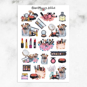 Stickers planificateur maquillage et cosmétiques | Autocollants de maquillage | Stickers cosmétiques | Stickers beauté | Stickers rouges à lèvres | Parfum (S-671)