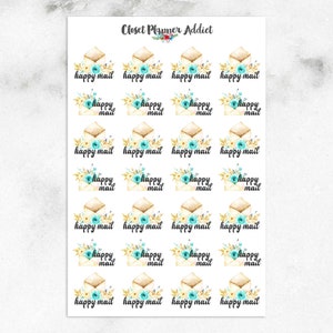 Aquarel Happy Mail plannerstickers | Aquarelstickers | Bloemenstickers | Aquarelbloemen | Happy Mail-stickers (S-275)