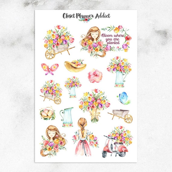 Bloom Where You Are Planted Planner Stickers Springtime Stickers