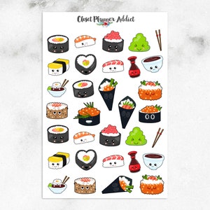 Adesivos Kawaii Sushi Planner | Mystery Grab Bag Out 2017 | Adesivos Sushi | Adesivos I Love Sushi | Adesivos Kawaii (MGB-OCT17)