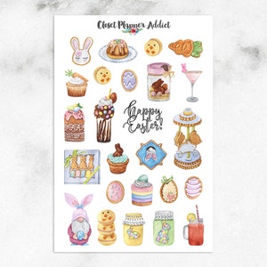 Frohe Ostern Desserts Aufkleber | Ostern Aufkleber | Frohe Ostern | Ostern 2022 | Lebensmittel Sticker (S-628)