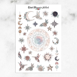 Written in the Stars-plannerstickers | Mystery-handtas oktober 2018 | Stickers edelstenen kristallen | Hemelstickers (MGB-OCT18)
