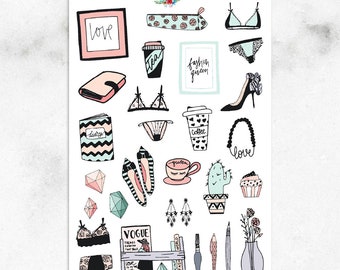 Fashion and Lifestyle Planner Stickers | Illustrated Stickers | Fashion Stickers | Lingerie Stickers | Lifestyle Stickers (S-269)