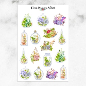 Pegatinas para planificador de terrarios / Bolsa sorpresa de abril de 2019 / Pegatinas de acuarela / Pegatinas de suculentas / Pegatinas de cactus (MGB-APR19)