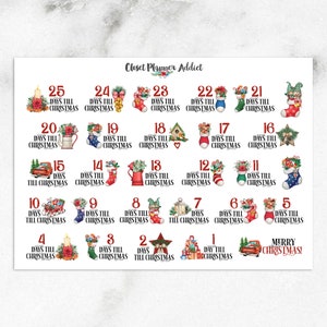 Weihnachten Countdown-Strumpf Planer Aufkleber | Weihnachten 2022 | Weihnachts-Countdown-Aufkleber | Weihnachtsstrümpfe (S-652)