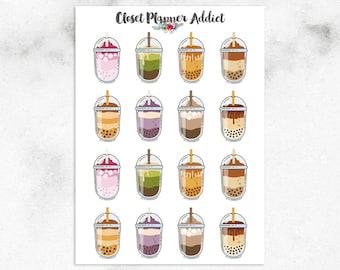 Cute Boba Planner Stickers | Bubble Tea Stickers | Drinks Stickers (S-710)