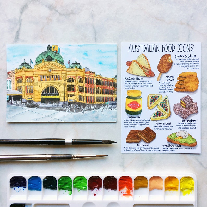 Australian Food Icons Postcard Hand Drawn Postcard Aussie Food Watercolour Postcard Sketched Postcard Postcrossing PC-002 image 6