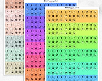 Pegatinas de planificador de números de fechas diminutas/pegatinas de días del mes/pegatinas de fechas/pegatinas de fechas redondas/pegatinas de Bullet Journal (FECHA-001)