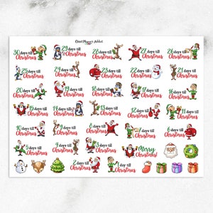 Niedliche Weihnachts-Countdown-Sticker | Weihnachtsaufkleber | Weihnachts-Countdown-Aufkleber | Countdown-Aufkleber | Süsse Weihnacht (S-290)