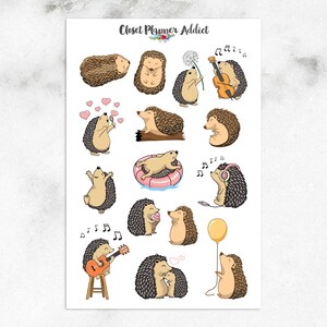 Stickers planificateur hérissons mignons | Stickers hérisson | Stickers hérissons amusants (S-630)