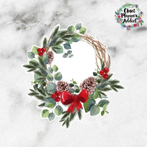 Weihnachtskranz sterben geschnitten Aufkleber | Weihnachten 2023 | Blumenkranz sterben geschnitten | Aquarell Weihnachten | Weihnachts Sticker (DC-036)