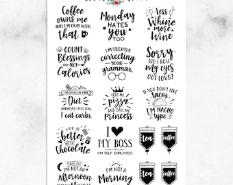 Sassy Quotes Part 2 Planner Stickers | Quote Stickers | Sassy Stickers | Sarcastic Quote Stickers | Word Stickers (S-470)