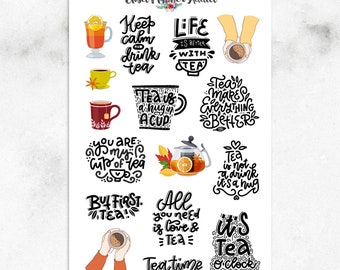 Tea Lover and Quotes Planner Stickers | Tea Stickers | Tea Quotes (S-547)
