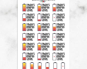 Energy Level Today Planner Stickers | Energy Stickers | Energy Levels Tracker Stickers | Battery Indicator Stickers (S-619)