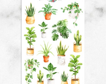 Watercolour Plants Planner Stickers | Mystery Grab Bag January 2019 | Plants Stickers | Green Plants Stickers (MGB-JAN19)