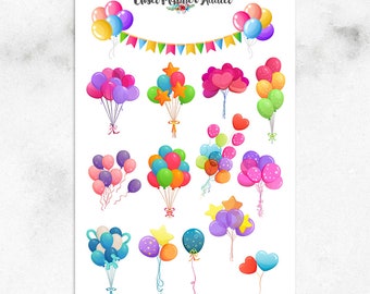 Colourful Balloons Planner Stickers | Party Balloons Stickers | Birthday Balloons Stickers | Celebration Balloons (S-616)