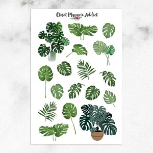 Stickers planificateur Monstera | Amateurs de plantes | Stickers plantes en pot | Stickers plantes | Stickers feuilles de Monstera (S-612)