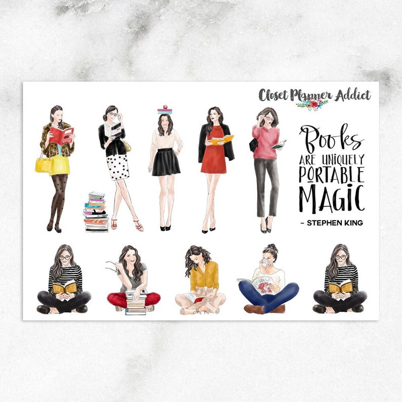 Ladies Reading Planner Stickers | Fashion Stickers | Lifestyle Stickers ...