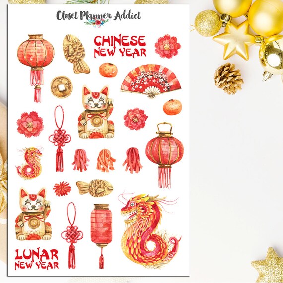 Chinese New Year Planner Stickers Chinese New Year Stickers Etsy