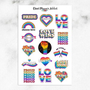 Pegatinas para planificador Pride / Pegatinas Love is Love / Pegatinas LGBTQIA+ / Love Wins / Pegatinas de arcoíris (S-513)