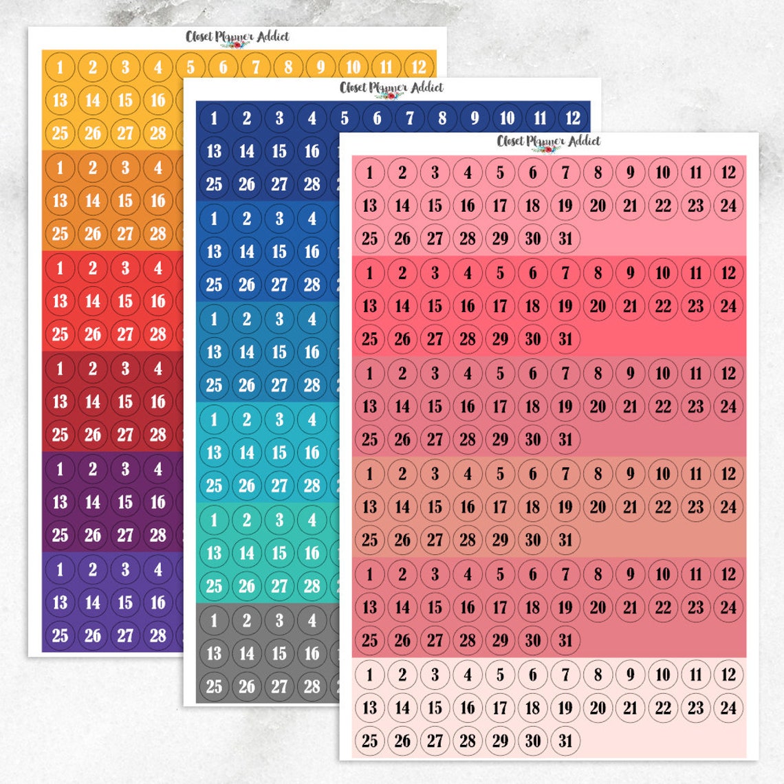Tiny Dates Numbers Planner Stickers | Days of the Month| Dates Stickers ...