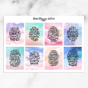 Stickers pour agenda Citations motivantes | Stickers citations inspirantes | Citations de journal | Stickers boîte pleine | Autocollants pour journaux (MS-039)