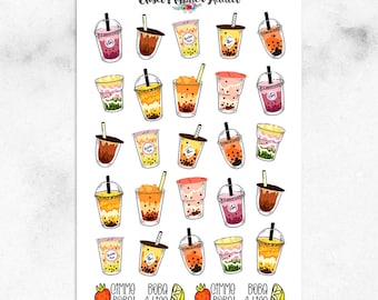 Boba Planner Stickers | Bubble Tea Stickers | Drinks Stickers (S-559)