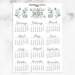 Pegatinas para calendario 2025 / Eucalipto / Pegatinas 2025 / Calendario 2025 / Pegatinas para calendario anual (FP-047)