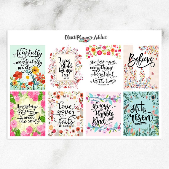 Christian Bible Verses Scriptures Planner Stickers Floral -   Bible  journal stickers, Christian bible verses scriptures, Christian bible verses